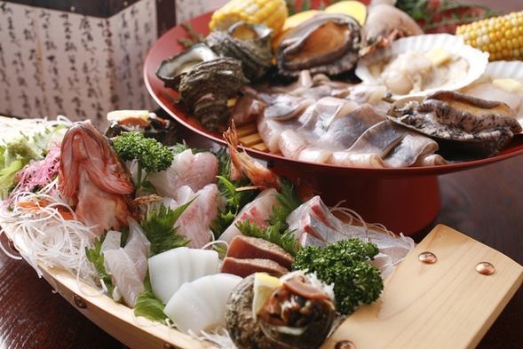 日本海の海幸満載！海鮮炭火焼とお刺身舟盛プラン♪美味しい食材をた〜っぷりと